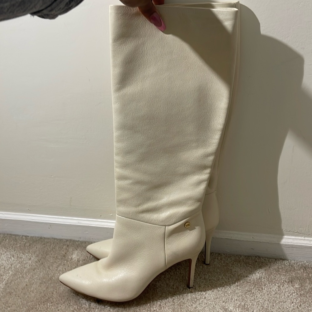 Louise et Cie Cream/ Eggshell Leather Boots